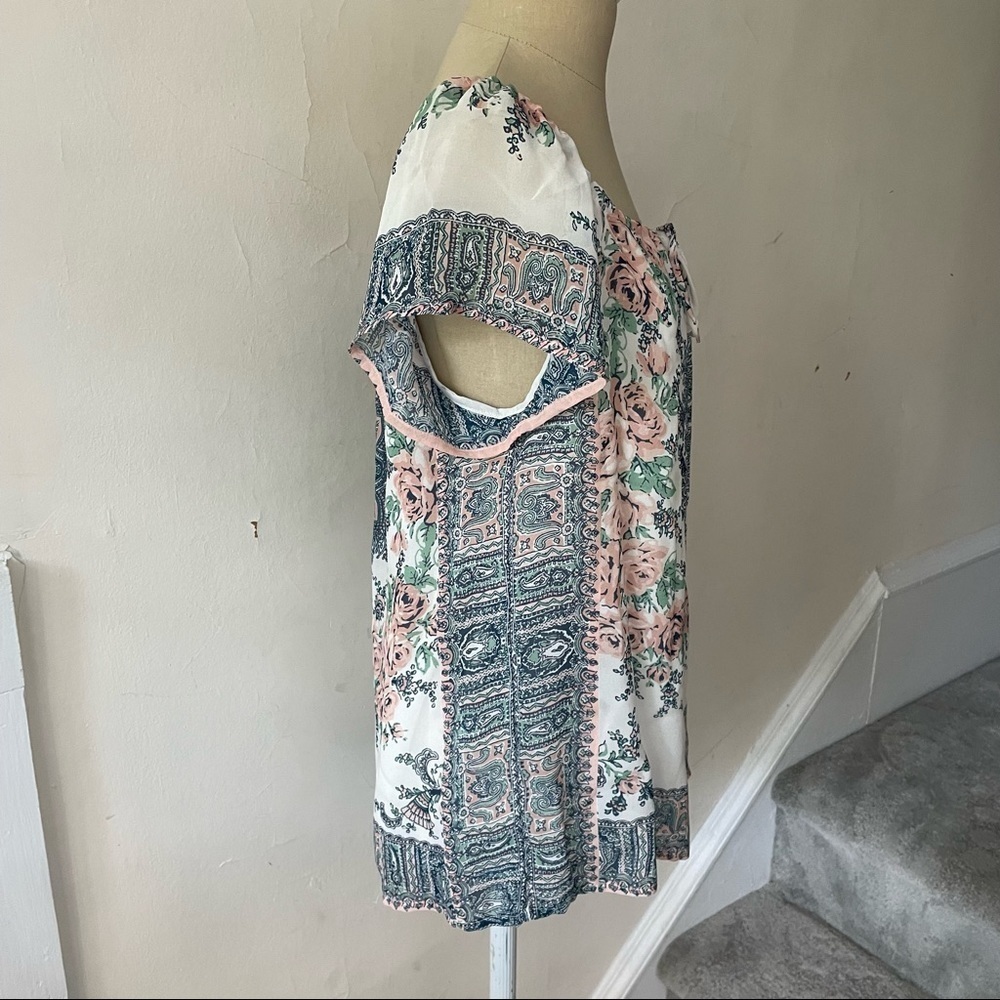 Joie Multicolor Taj Silk Floral Short Cap Sleeve Blouse Size XXS 3638-T5592 - Picture 8 of 12